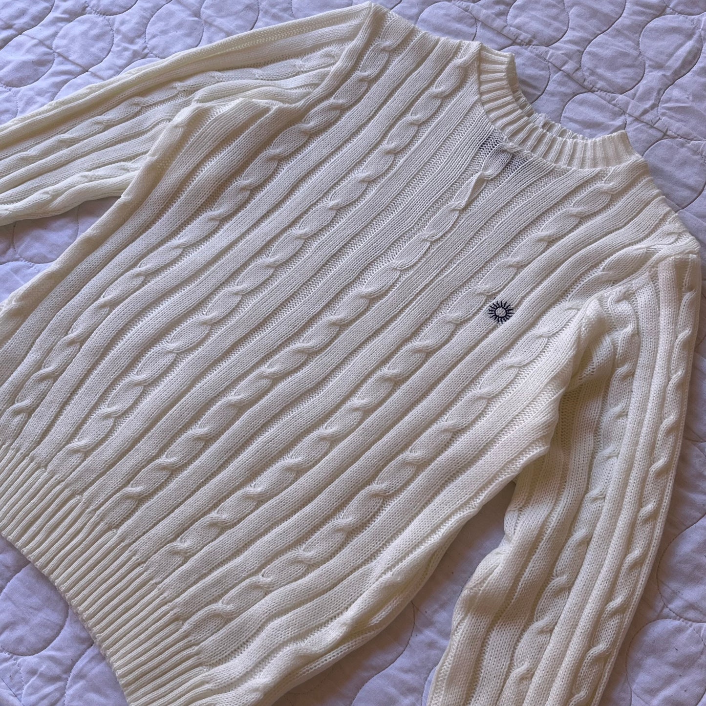 MEN'S CABLE-KNIT COTTON SWEATER