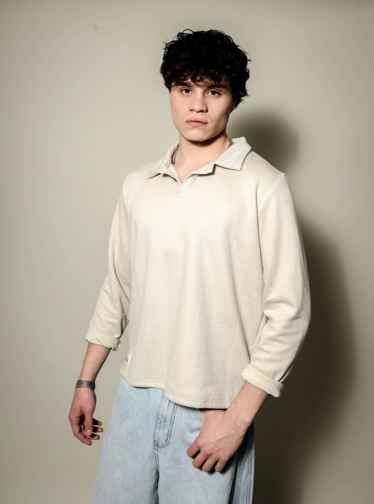 LONG SLEEVE BEIGE POLO