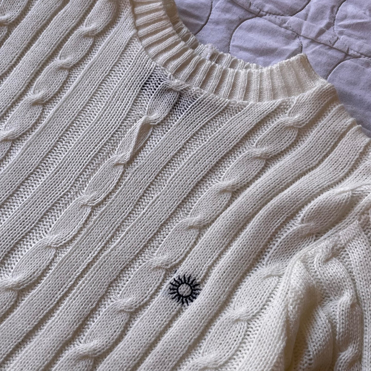MEN'S CABLE-KNIT COTTON SWEATER