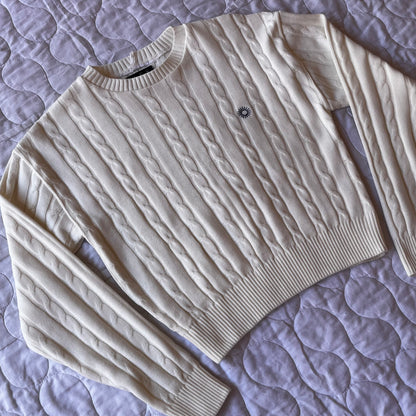 WOMEN'S CABLE-KNIT COTTON SWEATER