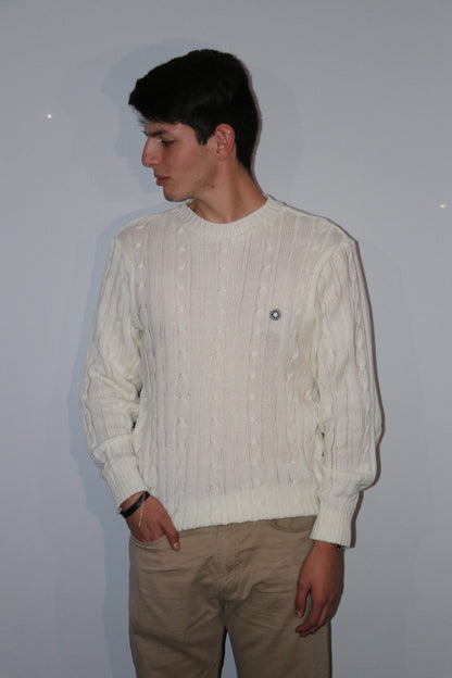 MEN'S CABLE-KNIT COTTON SWEATER