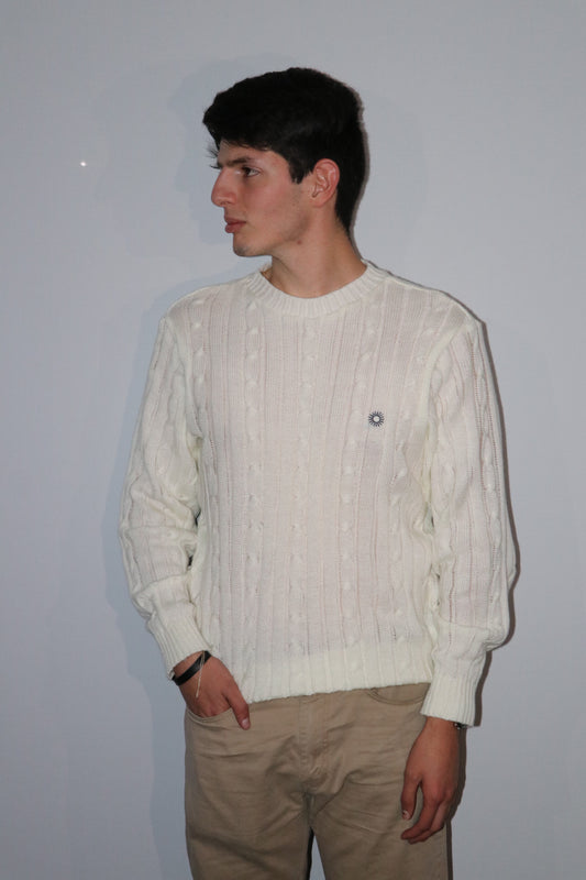 MEN'S CABLE-KNIT COTTON SWEATER