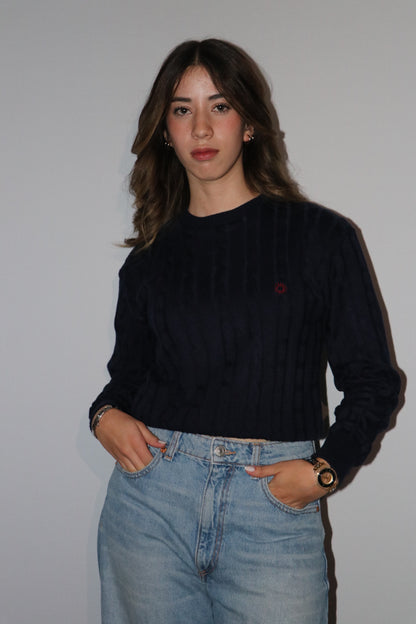 WOMEN'S CABLE-KNIT COTTON SWEATER