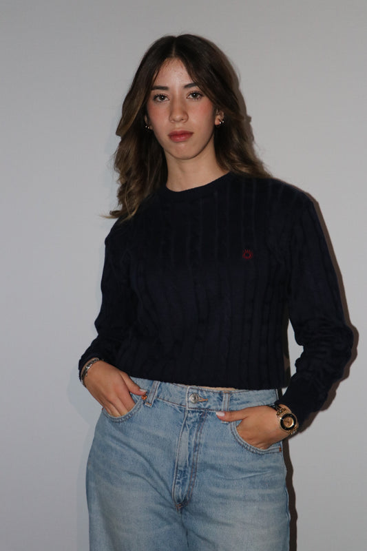 WOMEN'S CABLE-KNIT COTTON SWEATER