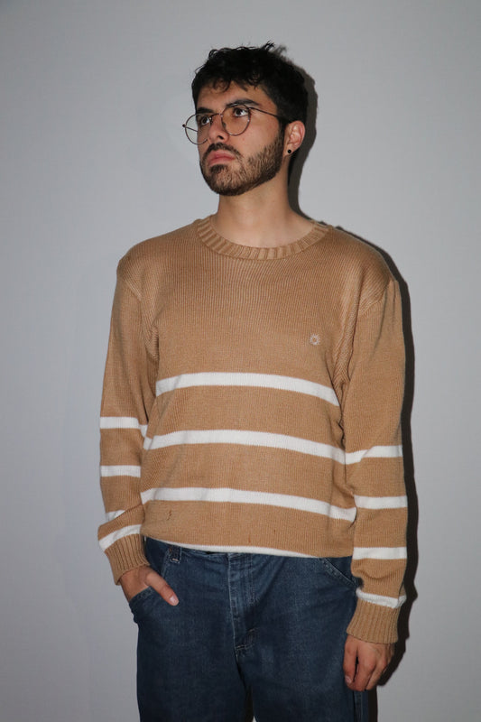 MEN'S CAMEL &amp; WHITE SWEATER