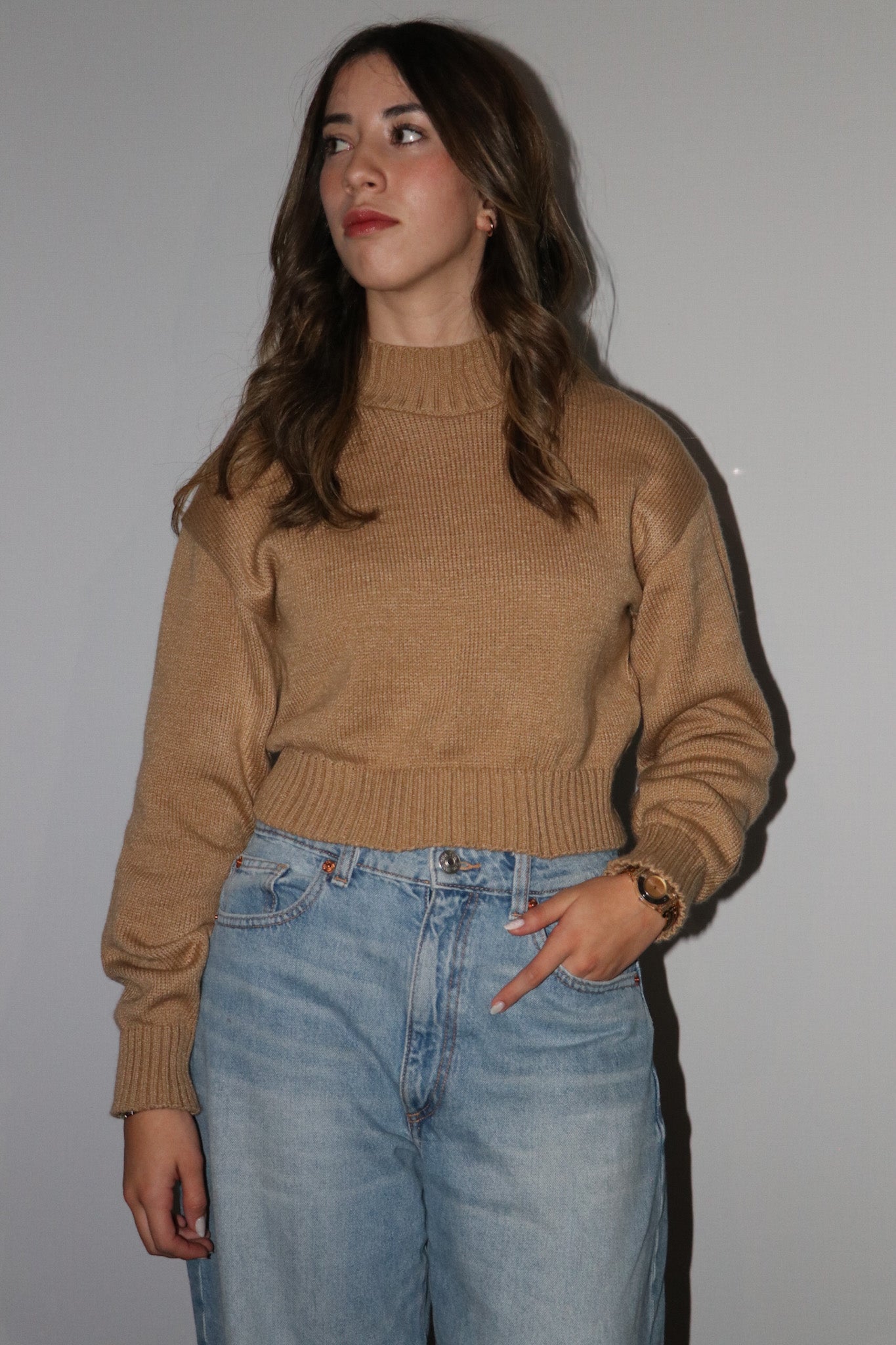WOMEN'S TURTLE NECK KNIT COTTON TOP