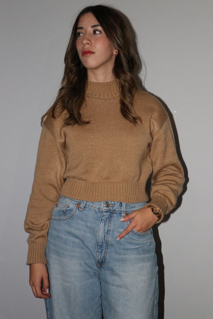 WOMEN'S TURTLE NECK KNIT COTTON TOP