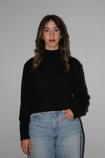 WOMEN'S TURTLE NECK KNIT COTTON TOP