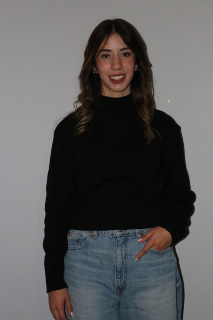 WOMEN'S TURTLE NECK KNIT COTTON TOP